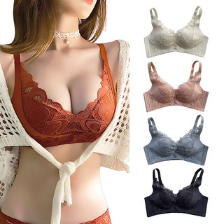 塞納花蕾絲內衣 無鋼圈法式內衣 性感爆乳內衣 穩定包覆 可托副乳
