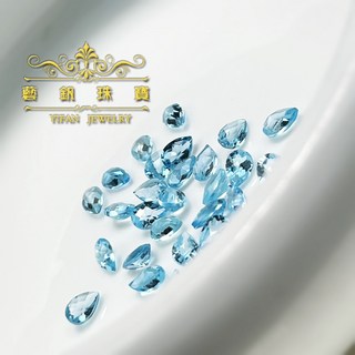 藝釩珠寶 玫瑰切割瑞士藍拓帕石水滴 4x6mm 半寶石裸石, 1個, 4x6mm隨機出貨