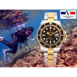 Valentino Coupeau 范倫鐵諾 中金陶瓷錶圈100M潛水錶 藍寶石水晶鏡面