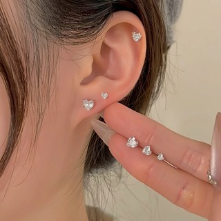 SUMMER 銀飾 S999足銀純銀養耳棒 一對優惠價 防過敏 愛心鑽純銀耳環