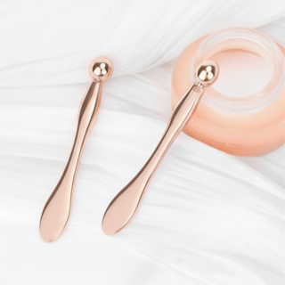 눈 마사지 스틱 겸용 화장품 스푼 스패출러 2P 세트, 2개, 8cm 로즈골드