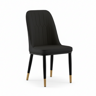 好的家居 北歐皮革撞色餐椅 椅子 餐椅 休閒椅 麻將椅 北歐風椅子 靠背椅子 辦公椅 辦公椅子 餐桌椅, 黑, 1件