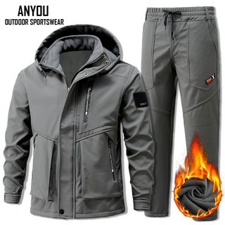 ANYOU 남자 겨울 방수 항고 털 스지끼웨어 방한복 우주복 정비복 따듯한 작업복 아웃도어 레져영 상하복세트K2-2023