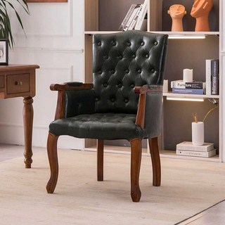 가죽의자 엔틱 가죽 체어 서재 고급 클래식 호텔 원목, 1개, 골드