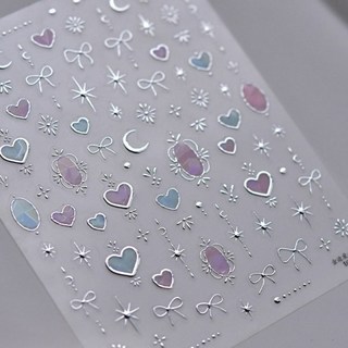 리본네일스티커 메탈네일스티커 골드네일 메탈네일 별빛네일 하트네일 자개네일, 1개, 엠보스티커 - 154