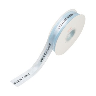 디어플레이스 해피벌스데이 쉬폰 리본끈 레터링 생일 포장끈 2.5cm, 1개, 45m, 04 베이비블루