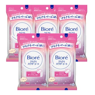 비오레 사라사라 파우더 시트 & 상쾌한 비누 향 (10매/ 5팩) 휴대용, 5개