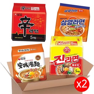 농심 신라면 + 안성탕면 + 오뚜기 진라면 + 삼양라면, 40개