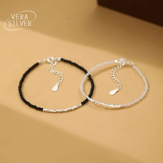 VERA SILVER 999純銀黑白瑪瑙手鍊 情侶款手繩 簡約百搭手環