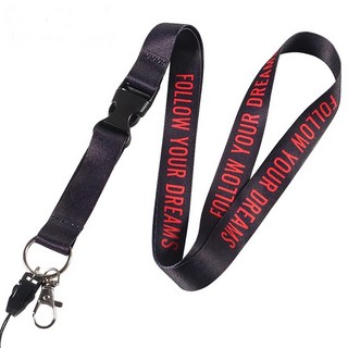 FOLLOW YOUR DREAMS 識別證掛繩 黑底紅字