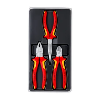 크니펙스 002012 절연 펜치 세트 3개 포함 0306180 콤비네이션 플라이어/ 대각선 절단기/ 바늘 코, 01 빠른, 01 002012