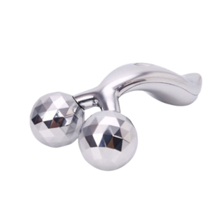 3D滾輪按摩儀 V臉提拉美容儀器 臉部按摩器 雙下巴滾輪式 (大款), 1個, 3D瘦臉大, 銀色