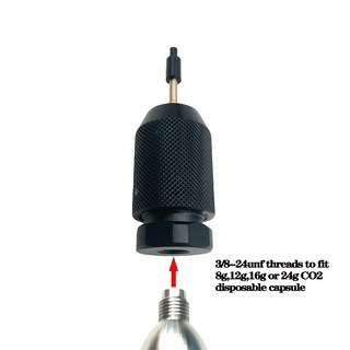 CO2 리필 충전 바늘 어댑터3/8-24unf 스레드가 있는 어댑터는 8g12g16g 24g 일회용 캡슐에 적합합니다., 1개