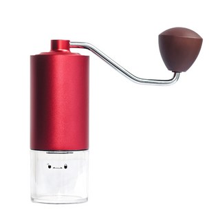 手搖咖啡豆研磨機 手動咖啡研磨器 不銹鋼咖啡磨粉器 手磨七星磨豆機, 1個, [CNC亞克力倉]紅色(陶瓷磨芯)