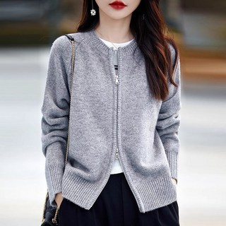 POMTOR 여성 니트 집업 가디건 봄가을 루즈핏 데일리 아우터