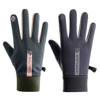 [1+1]가을 겨울 러닝 아웃도어 자전거 등산 방한 발열 스마트 터치 스포츠 장갑, 남성 그레이 + 여성 그레이