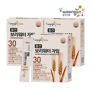 웅진 보리워터 자임 효소스틱 30포 보리차 가루 하늘 블랙, 3개, 90g