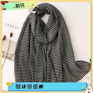 【台灣出貨 發票】秋冬日韓柔軟棉麻圍巾日系復古千鳥格幾何加厚保暖披肩流蘇絲巾女180*90cm熱銷