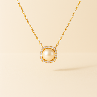 COCOYOU 여성 14K 도금 클래식 진주 큐빅 목걸이 WPA-55