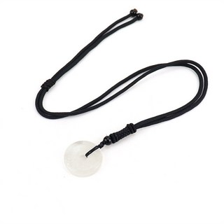 熱賣鏈天然水晶紫晶虎石平安扣黑繩鏈子可調節項鍊，時尚百搭，守護平安，展現個人品味, 白水晶, 1個