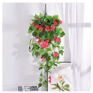 셀프웨딩하이 퀄리티 걸이식 식물 인공 덩굴 꽃 플라스틱 꽃 모닝글로리 피튜니아 실내 야외 장식 100cm, 01 CHINA, 06 rose red, 1개