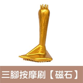 金絲檀按摩梳 頭皮按摩 按摩器 原木梳 加厚梳柄, 1個, 【磁石】三腳按摩梳