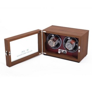 立式搖錶器 - 胡桃木款2位 轉錶器, A 紅內裡 全新改版氣氛燈, 1個