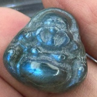 采禪手作 B475 拉長石 佛公 彌勒佛 （側直通孔）采禪指定訂製款 19.2*19.2*11.5mm, 1個