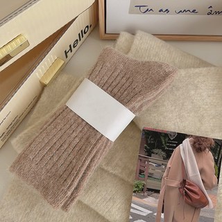 襪子 韓版 兔毛襪 加絨加厚 睡眠居家襪 長襪 秋冬保暖襪 素色堆堆襪 中筒襪