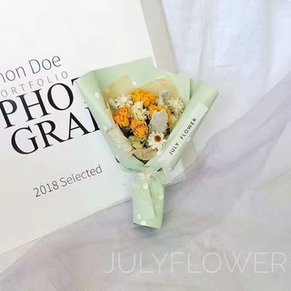 【森林海】（附提袋）迷你永生花束：教師節/婚禮小物/畢業花束/情人節禮物/拍照道具/生日禮物/聖誕禮物, B24, 1個