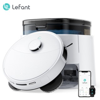 Lefant (르팡) M3 올인원로봇청소기 12000pa 경이로운 흡입력 자동 먼지비움 자동 온수세척 다기능앱제어, 화이트, 단품