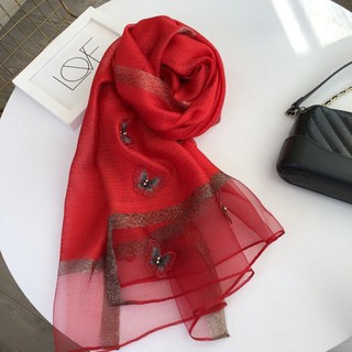 真絲桑蠶絲羊毛圍巾女長款韓版時尚百搭紗巾