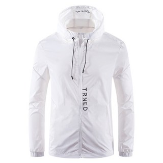 TRNED 夏季薄款冰絲連帽防曬外套 速乾透氣防紫外線 多色可選, 白色（ 冰絲涼感 連帽防曬外套 ）,4XL（建議體重85-100公斤）