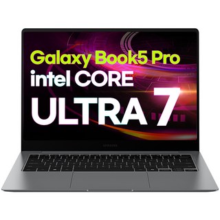 [삼성전자 공식파트너] 갤럭시북5 프로 14인치 인텔 울트라7 32GB 터치스크린 사무용 고사양 영상편집 노트북, NT940, WIN11 Home, 512GB, 그레이