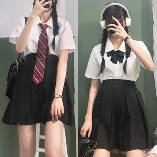 교복몰 기본타이_리본타이 화이트 베이직 반팔셔츠