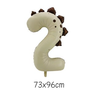 數字3恐龍造型鋁箔氣球 61x107cm, 奶白色數字2, 1個