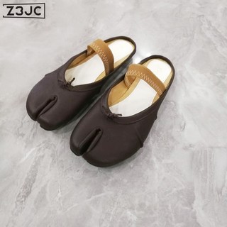 Z3JC 分趾鞋女新款褶皺芭蕾舞豬蹄淺口蝴蝶結平底單鞋