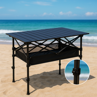 펠빅스 2단 높이조절 접이식 캠핑테이블, 95cm, 블랙