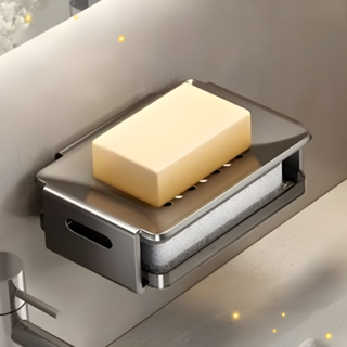 비브온 무타공 욕실 세면대 비누 받침, 2개, 그레이