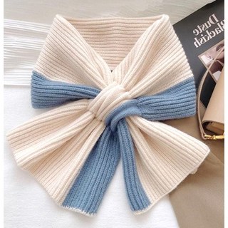 겨울 세로배색 목도리 방한 니트 머플러 여자 남자 스카프 커플목도리 준캡 JUN팩토리, 1개, 블루