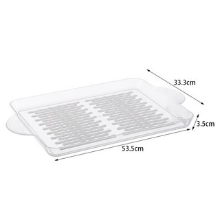 臺灣新款NEW餐廳茶水托盤塑料透明帶防滑墊上菜托盤酒店面包酒水長方形茶盤, 1個, 茶水托盤-防滑