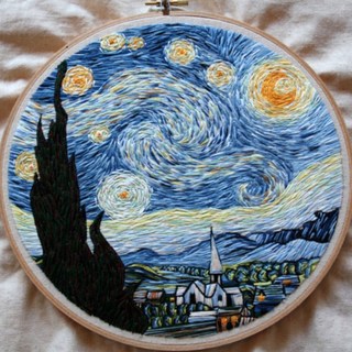 [이브닝메종] 프랑스자수 고흐의 별이빛나는 밤에 DIY 취미 키트 패키지 세트 2종 (한국어 도안), 옵션2, 1개