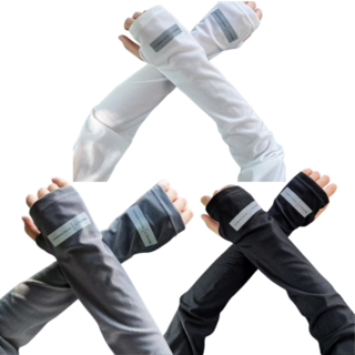 [1+1+1] 선밸런스 남여공용 헐렁한 팔토시 루즈핏 아이스원단 손등형 쿨토시, 3세트, 화이트+그레이+블랙