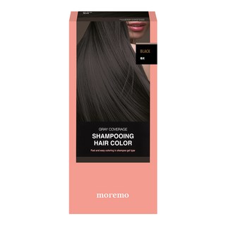 moremo 遮白髮洗髮染髮劑, 1個, 黑色的