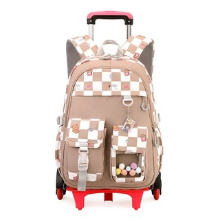 自然魚小學生防水後背包 女孩三到六年級書包 設計感兒童書包 大容量登機包 減負拉桿書包 護脊書包 拉桿書包 輕量學生包