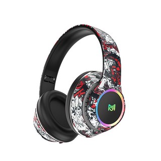 藍牙耳機 智能降噪 真無線藍牙5.0 IPX5防水藍牙耳罩耳機, 迷彩色