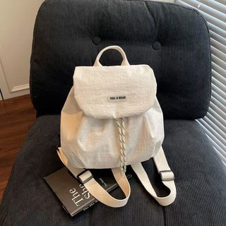 YOU JI BEAR 輕便防潑水後背包，時尚簡約設計, 米白色