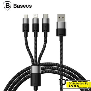 倍思 星速一拖三快充線 Lightning TypeC Micro 多設備通用 0.6M, 1個