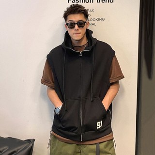 ROYALBELLE 남성 후드 레트로 집업 베스트 캐주얼 패션 스포츠 조끼 K011708