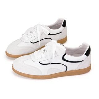 ROBINLO 真皮德訓鞋 小白鞋 休閒鞋 異材質拼接 百搭出遊鞋 (BISTY 雲霧藍/霧光白/暮光莓)